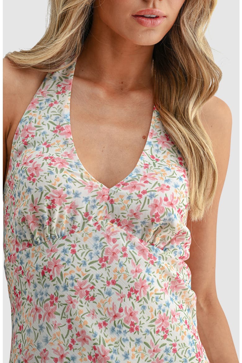 Floral Halter Minidress, Alternate, color, PINK BLUE DITSY