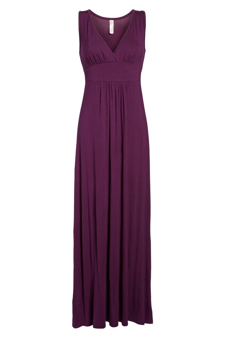 V-Neck Jersey Maxi Dress, Alternate, color, PURPLE DARK