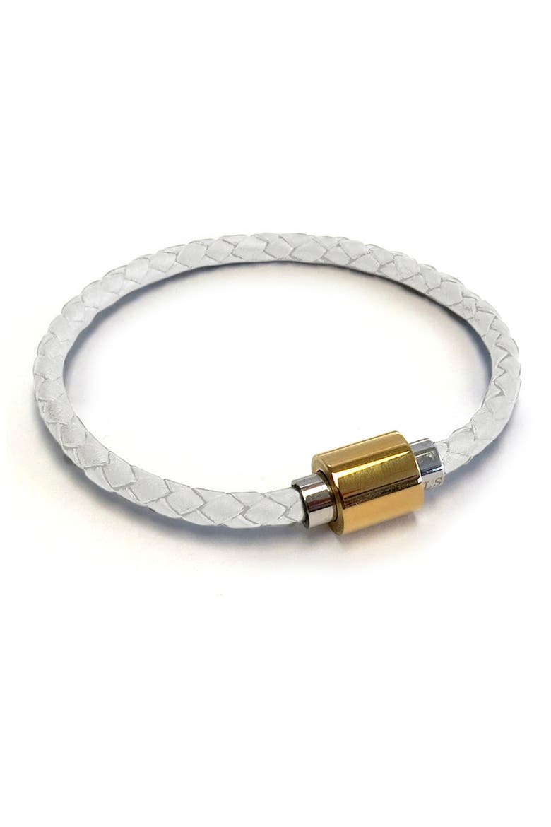 Woven Leather Bracelet, Main, color, SNOW WHITE