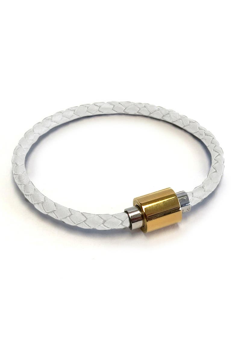 Liza Schwartz Woven Leather Bracelet, Main, color,