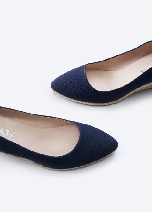Viscata Roses Canvas U Cut Espadrille Wedges In Navy