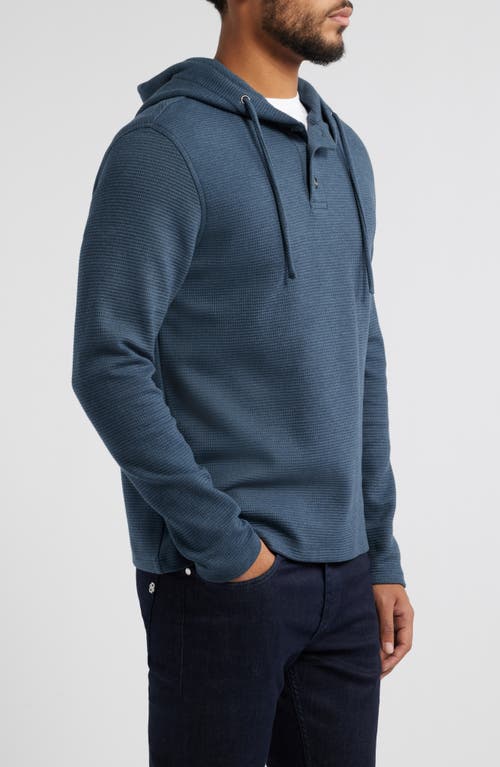 Robert Barakett Grenfell Waffle Knit Cotton Blend Hoodie In Blue