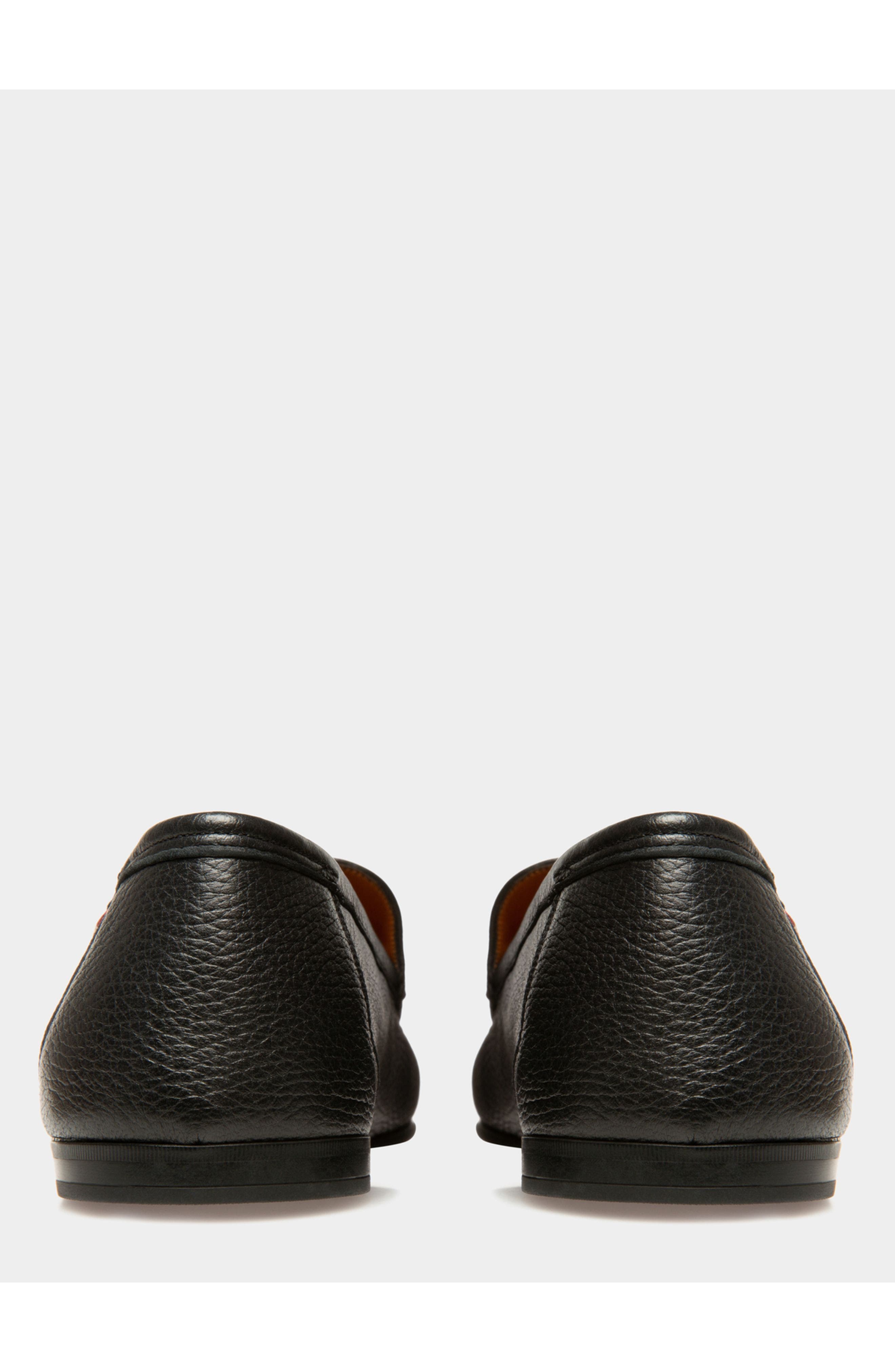 Bally Moccasin in Grained Leather, Alternate, color, Black