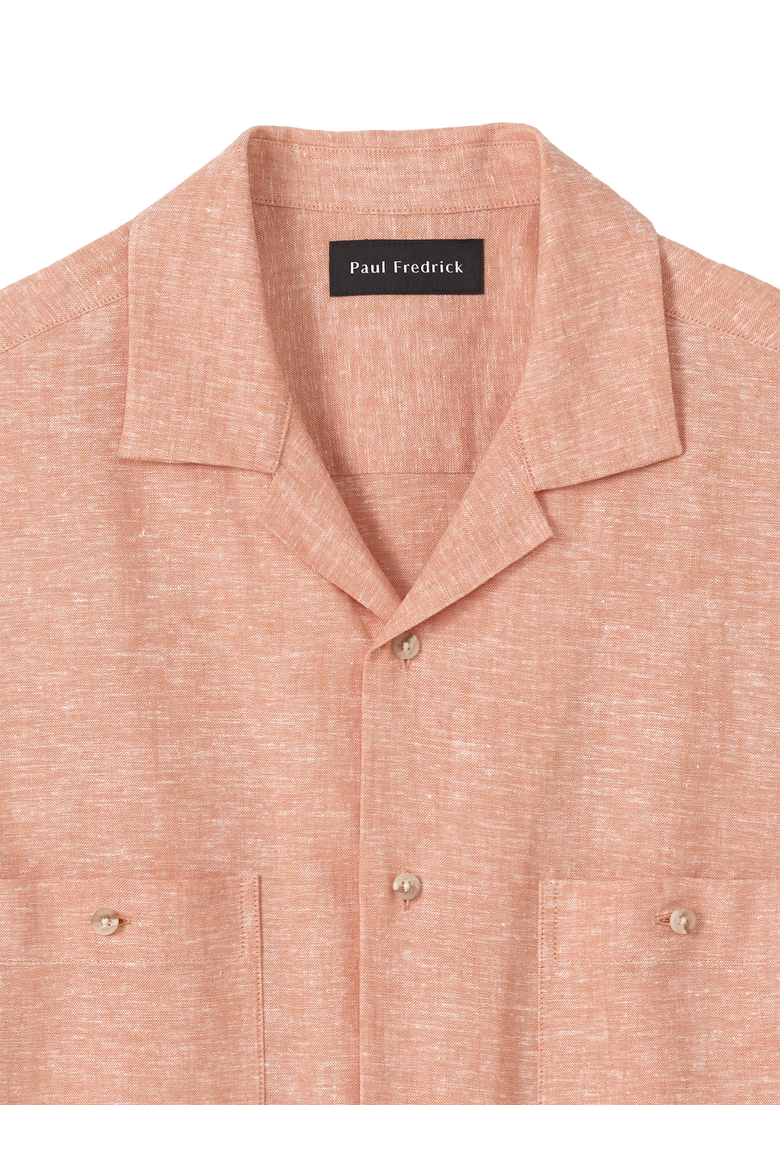 Slim Fit Linen Blend Solid Casual Shirt, Alternate, color, Light Coral