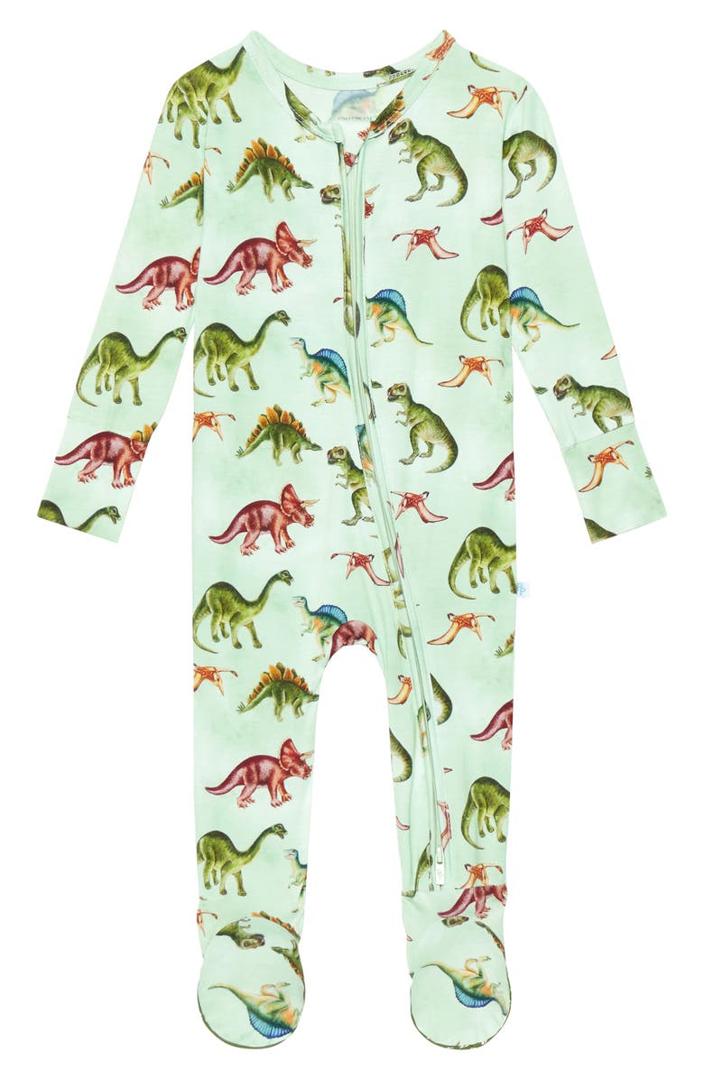Posh Peanut Buddy Fitted Footie Pajamas, Main, color, Open Green