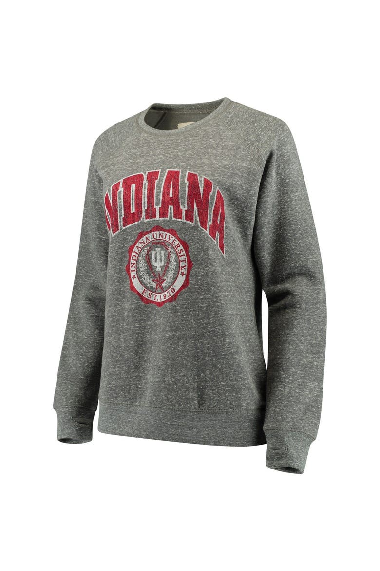 Women's Pressbox Heathered Gray Indiana Hoosiers Edith Vintage Knobi Pullover Sweatshirt, Alternate, color, Heather Gray