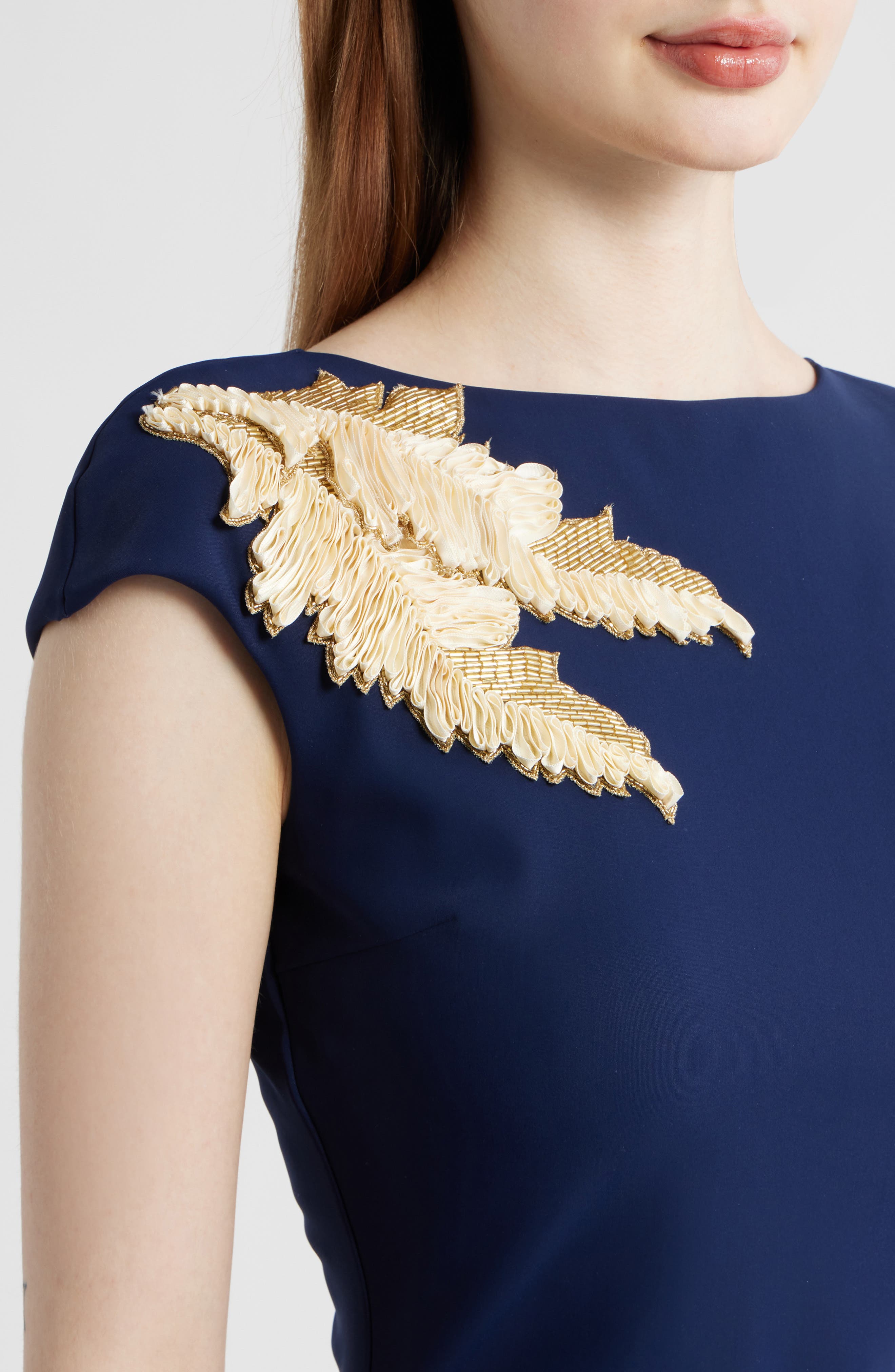 Chiara Boni La Petite Robe Metallic Feather Detail Cocktail Sheath ...