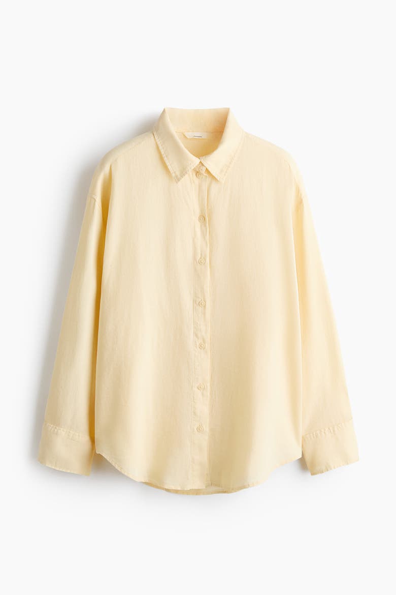 Oversized Linen-blend Shirt, Main, color, Light yellow