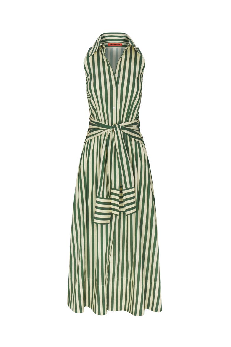 Inna Sleeveless Poplin Dress, Main, color, Gummy Green/Ecru