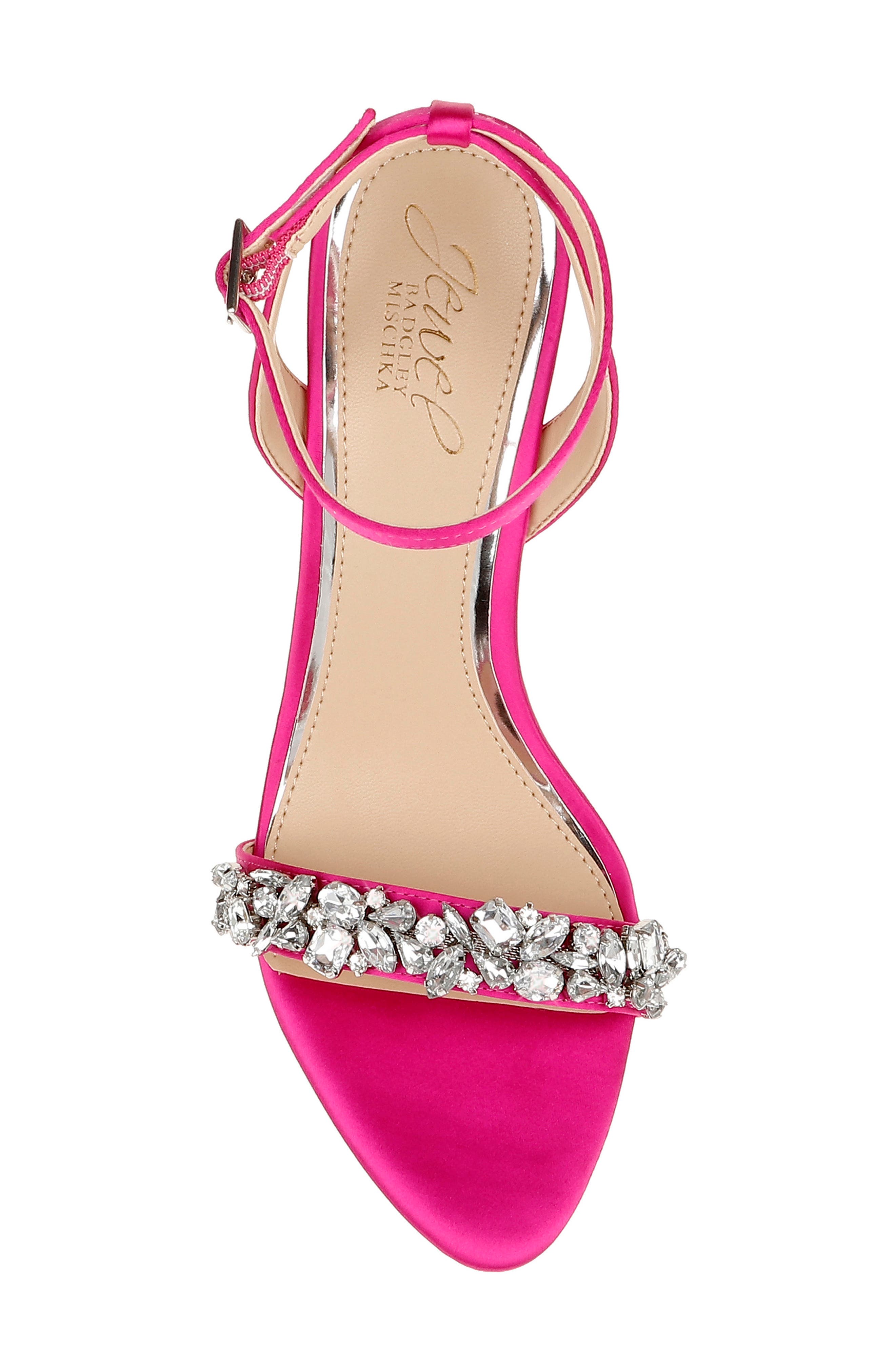 Ojai Crystal Ankle Strap Sandal, Alternate, color, NEON PINK SATIN