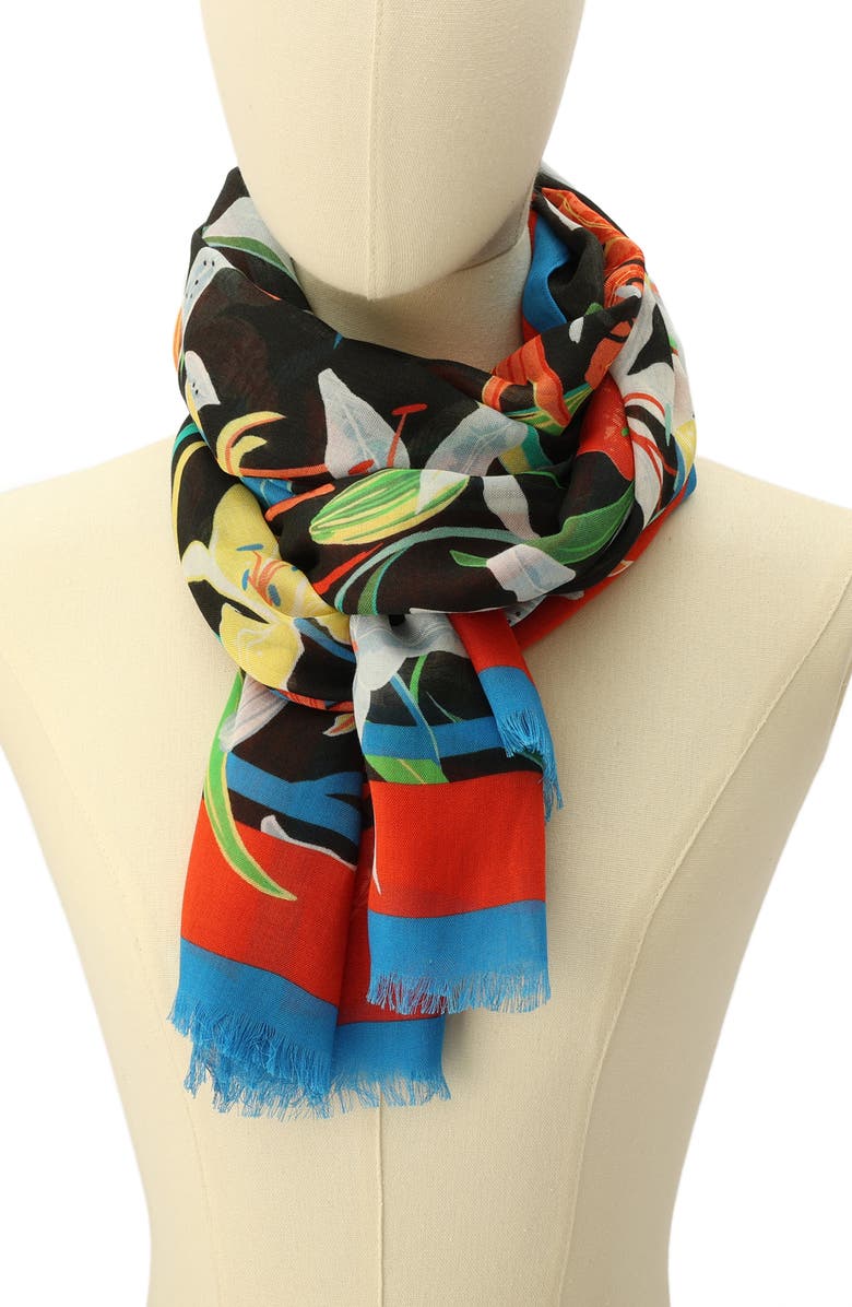 Kate Spade New York summer lilies oblong scarf, Alternate, color, 