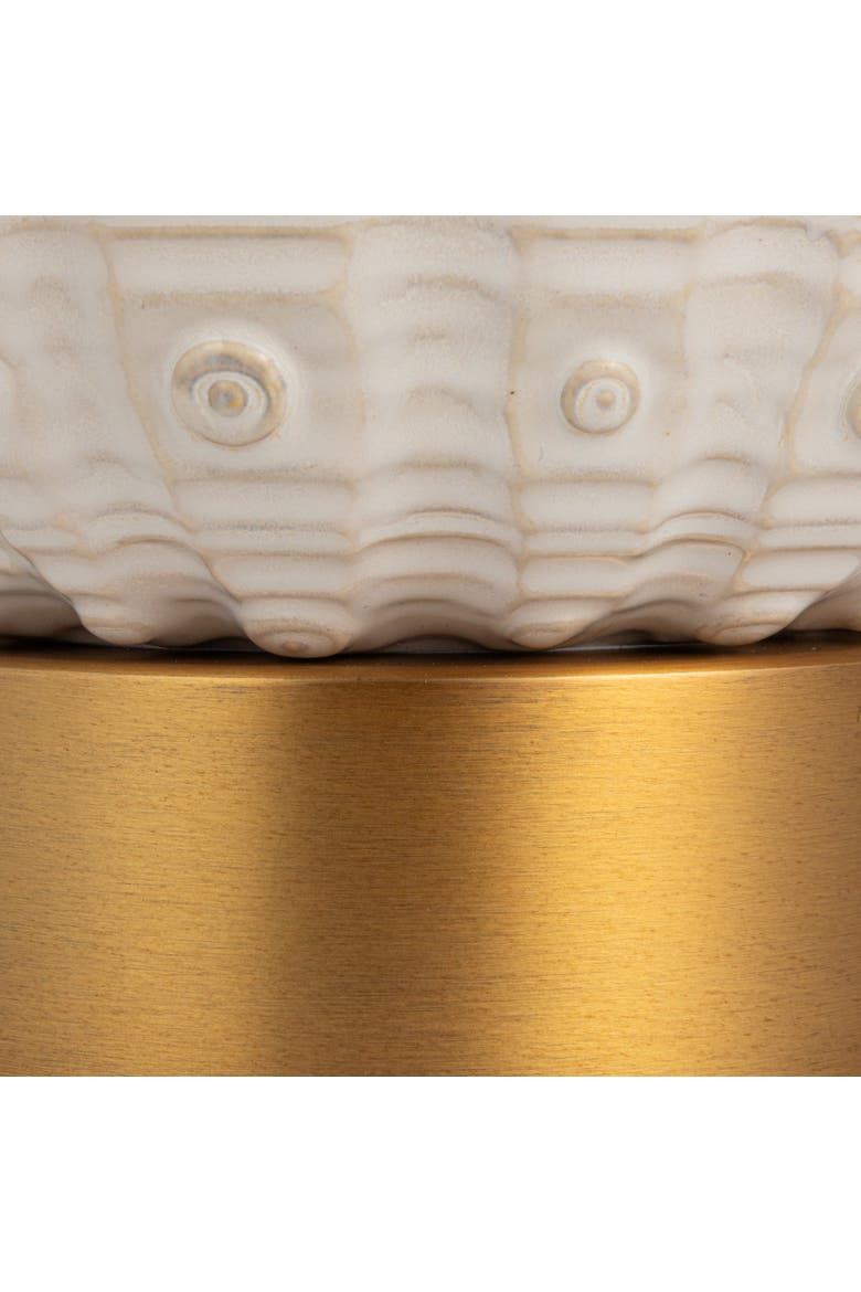 Stoneware Globe Table Lamp with Cream Crackle Glaze and Natural Linen Shade, Alternate, color, Ivory