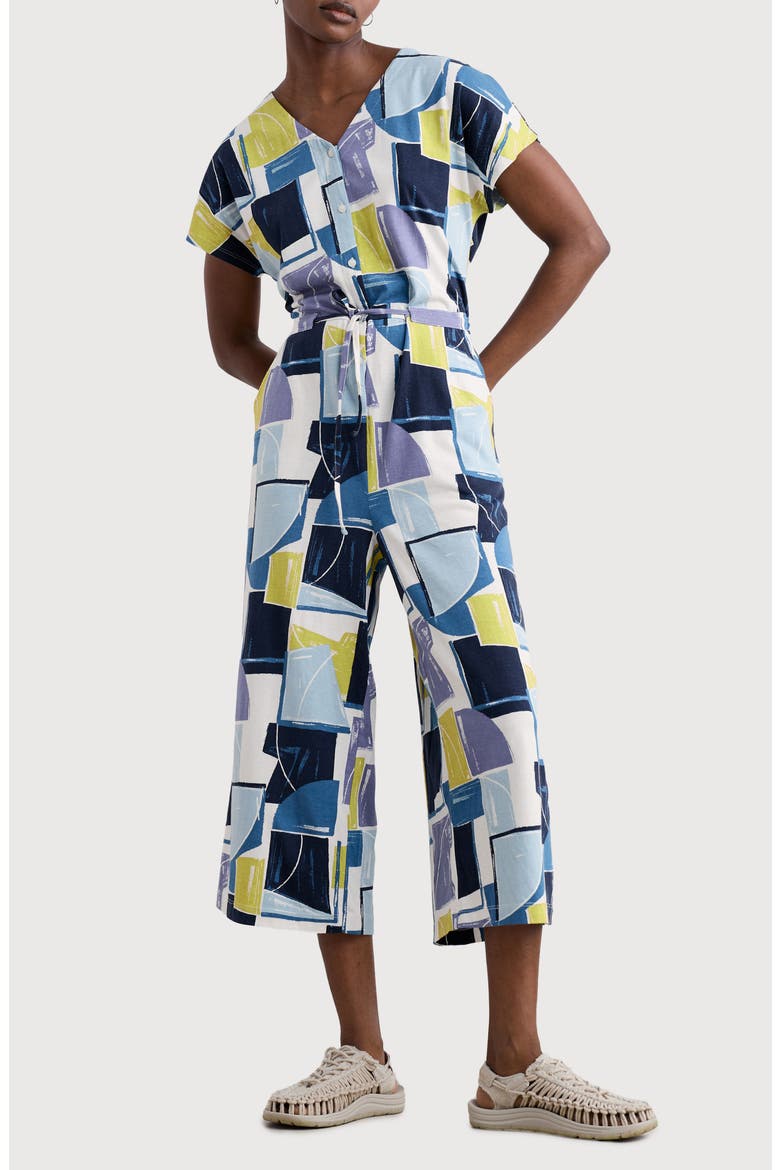 Rose Trellis Wide Leg Jumpsuit, Main, color, BLOCK SHAPES BILBERRY