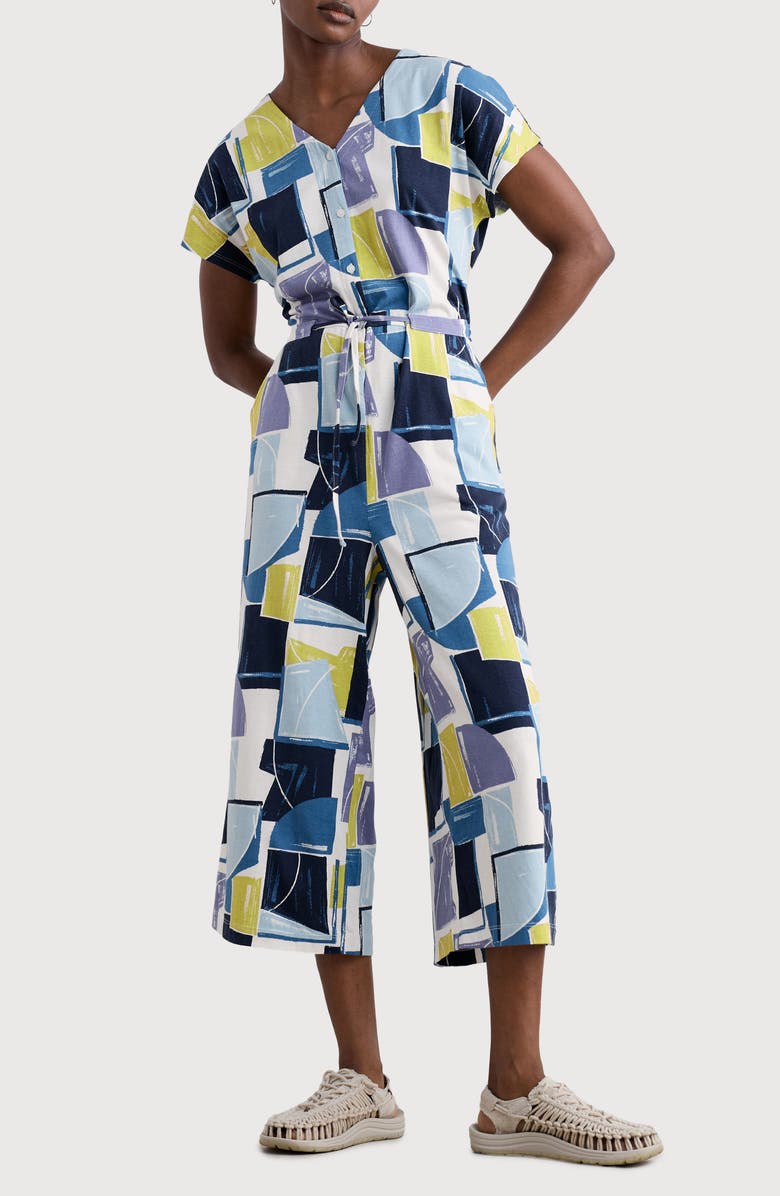 Seasalt Cornwall Rose Trellis Wide Leg Jumpsuit, Main, color, Block Shapes Bilberry