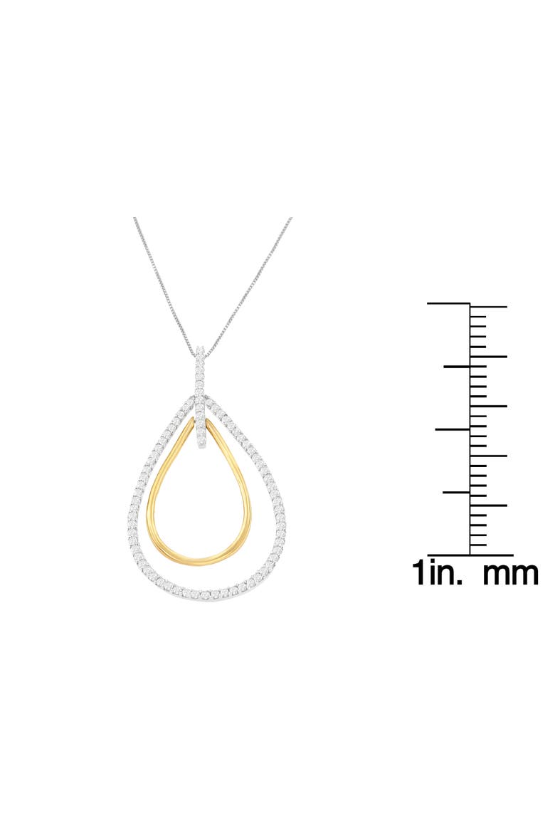 14K Two-Tone Gold Diamond Double Burst Pendant Necklace, Alternate, color, Yellow