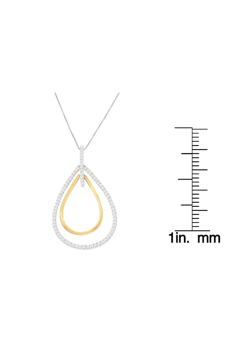 Haus of Brilliance 14K Two-Tone Gold Diamond Double Burst Pendant Necklace, Alternate, color, Yellow