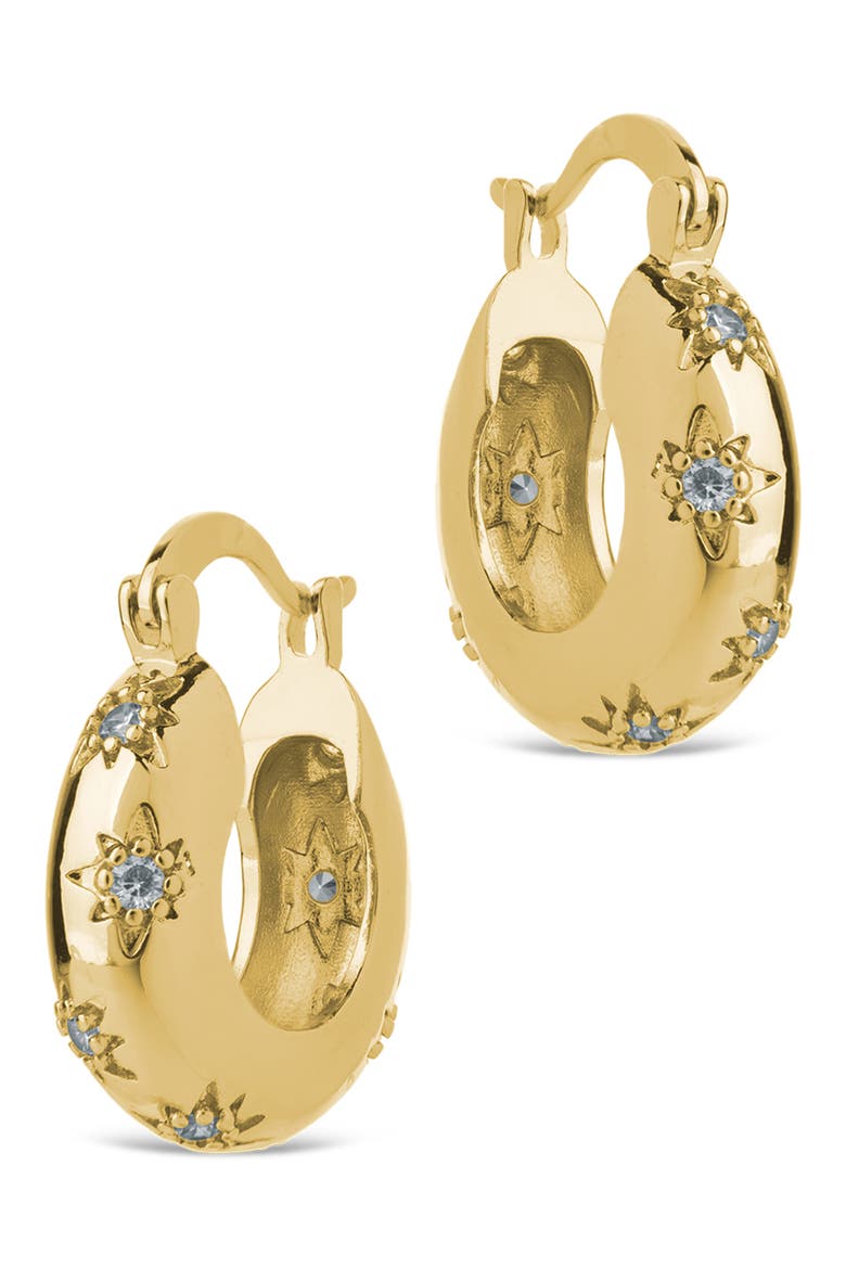 Charleigh Cubic Zirconia Starburst Hoop Earrings, Alternate, color, GOLD