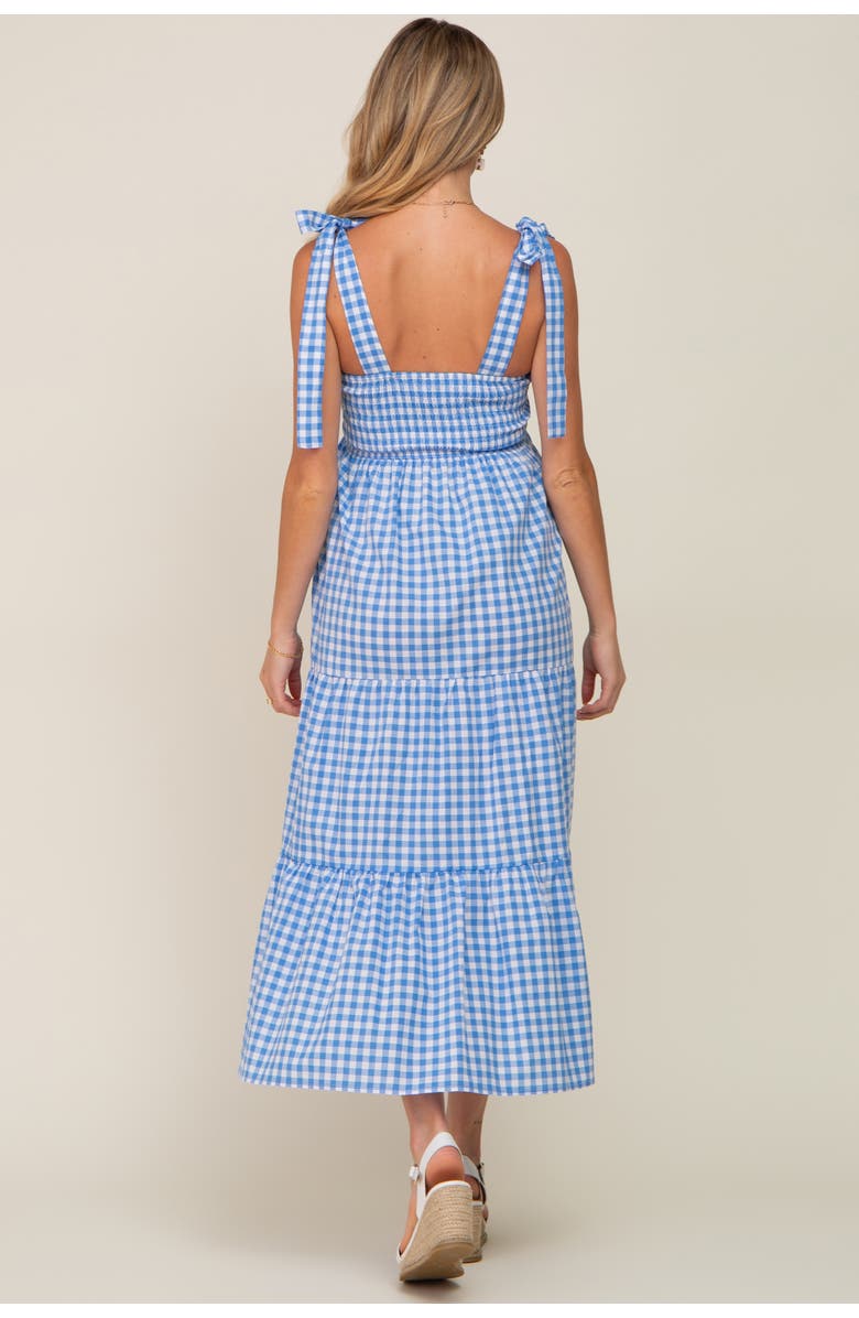 PinkBlush Checkered Sleeveless Tiered Maxi Dress, Alternate, color, Blue