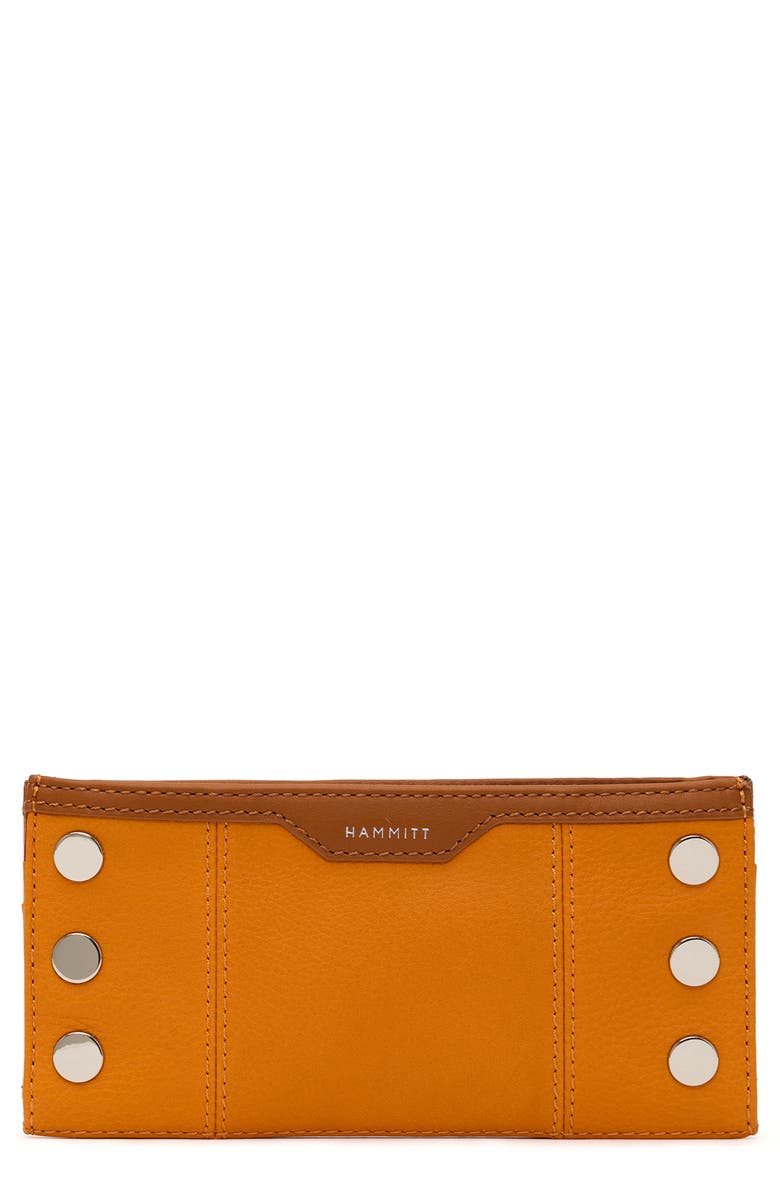HAMMITT 110 North Studded Leather Wallet, Main, color, Tailored Tangerine/ Silver