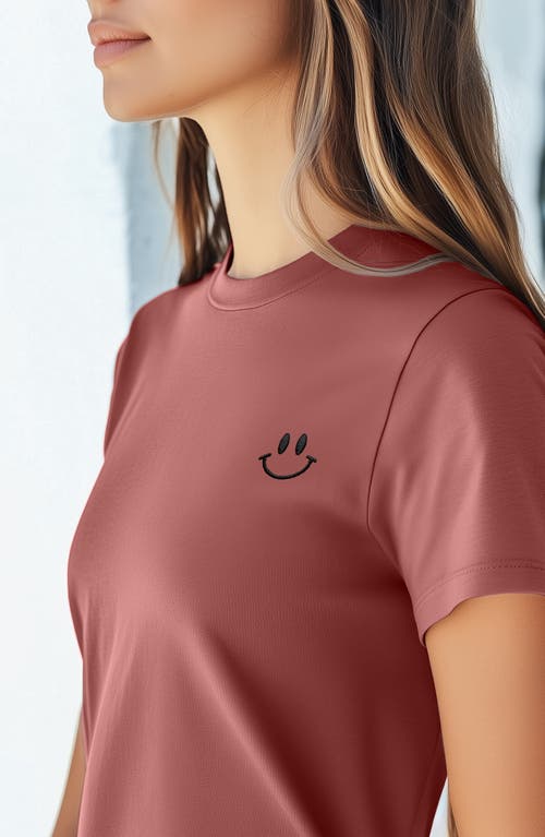 Dalix Smile Face Tee In Mauve