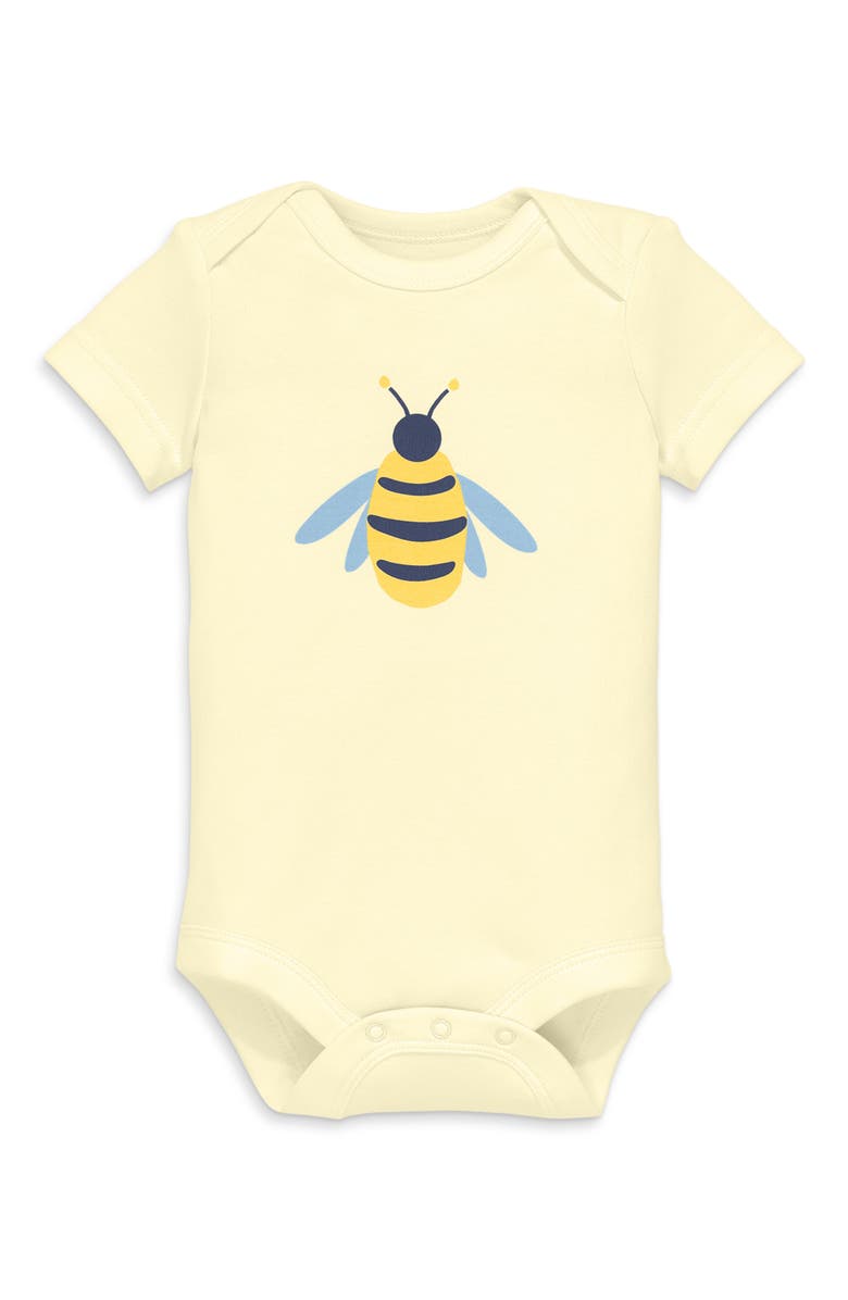 Primary Organic Short Sleeve Bumblebee Babysuit, Alternate, color,