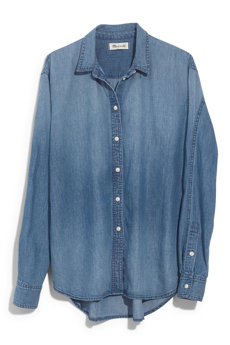 Denim Oversize Ex-Boyfriend Shirt, Alternate, color, CAMERON WASH