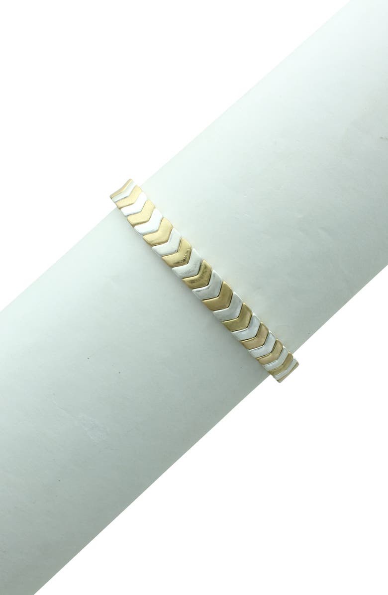 OLIVIA WELLES Mya Chevron Bracelet, Alternate, color, Worn Gold / Silver