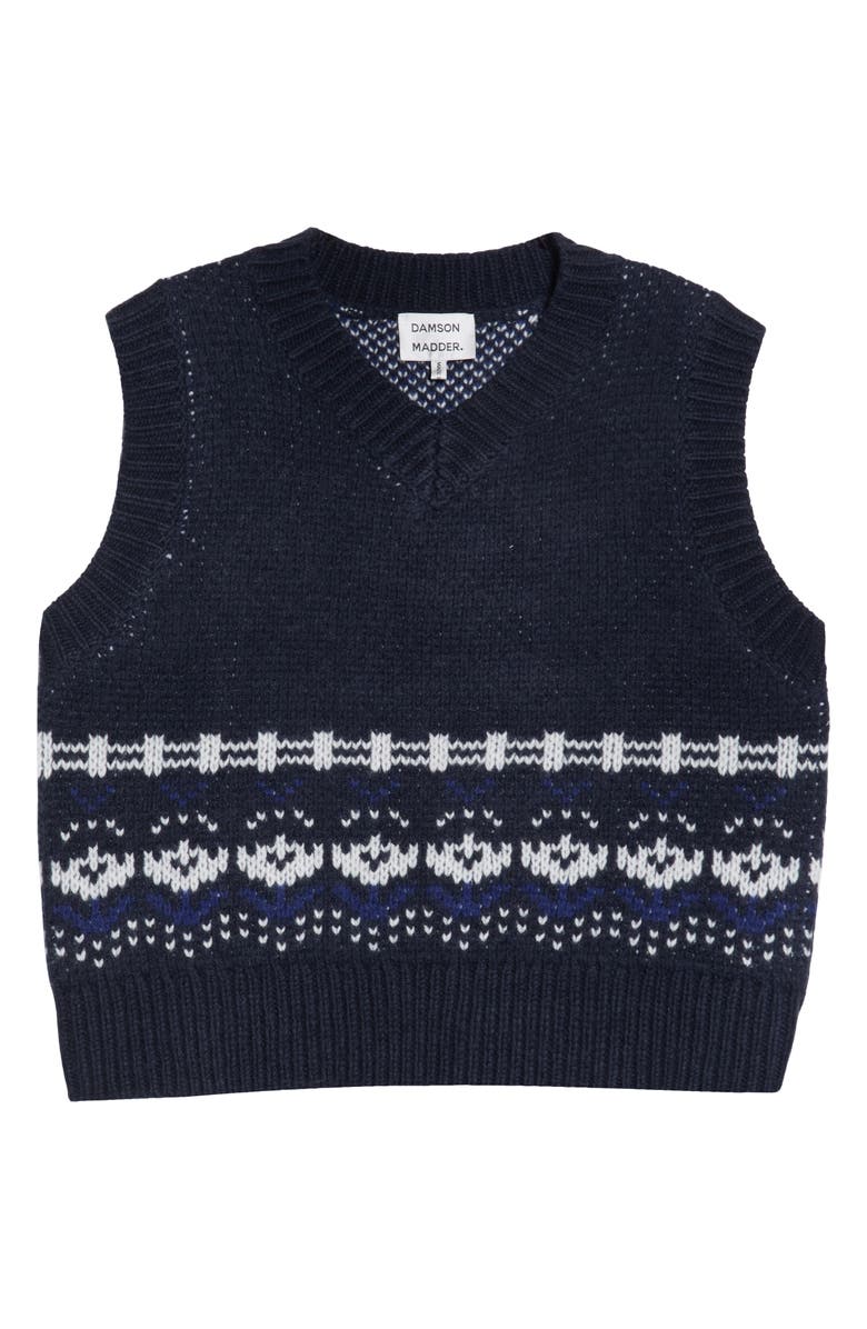 Damson Madder Rhona Wool Sweater Vest, Alternate, color, Navy