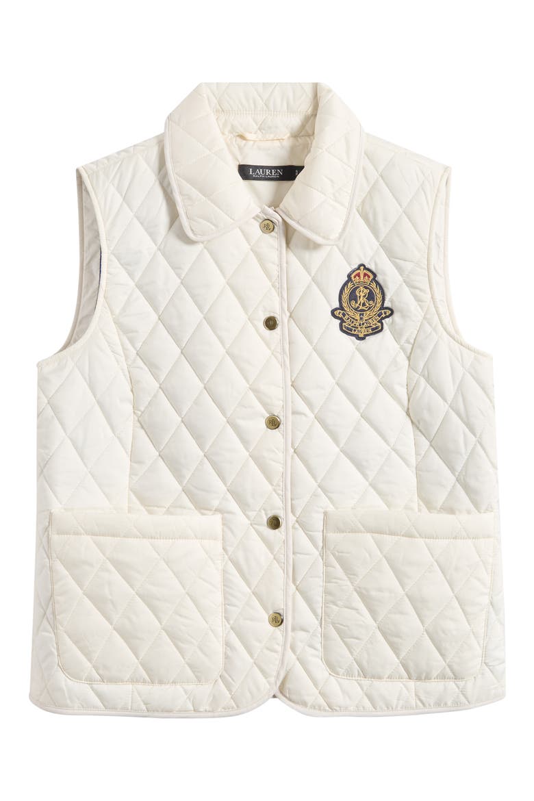 Crested Quilted Vest, Alternate, color, CREAM
