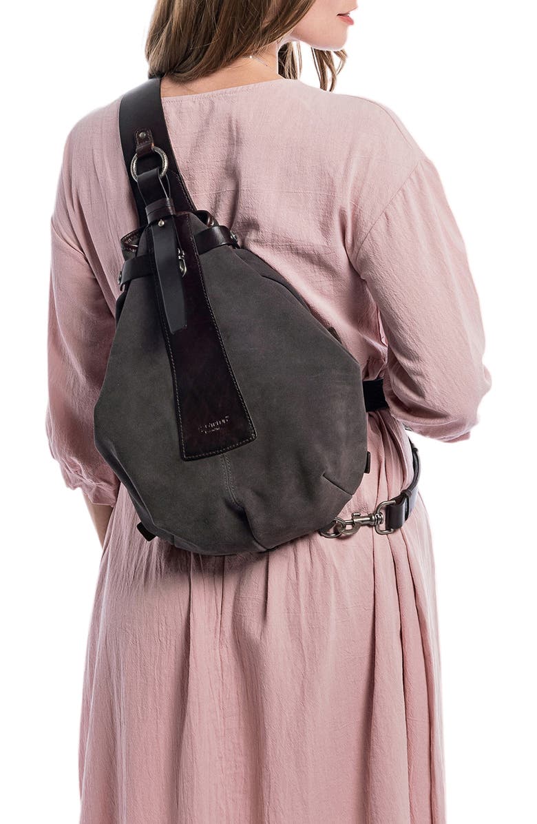 OLD TREND Daisy Leather Trim Sling Bag, Alternate, color, Grey