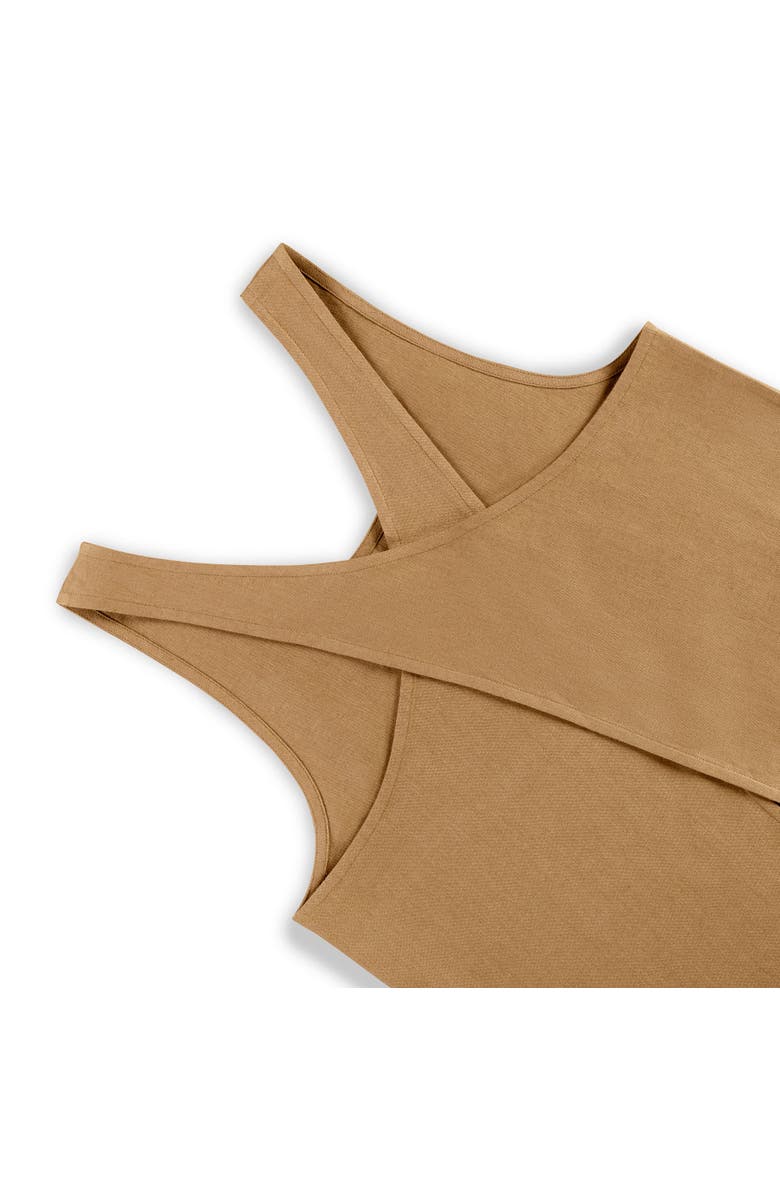 Solino Home Linen Apron 35 x 45 in for Dining Table, Holiday and Everyday Table Decor - Linen Smock Apron, Alternate, color, Tobacco Brown