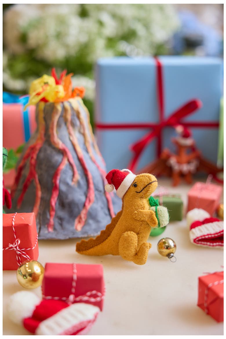 Christmas T. Rex Claus Ornament, Alternate, color, ORANGE