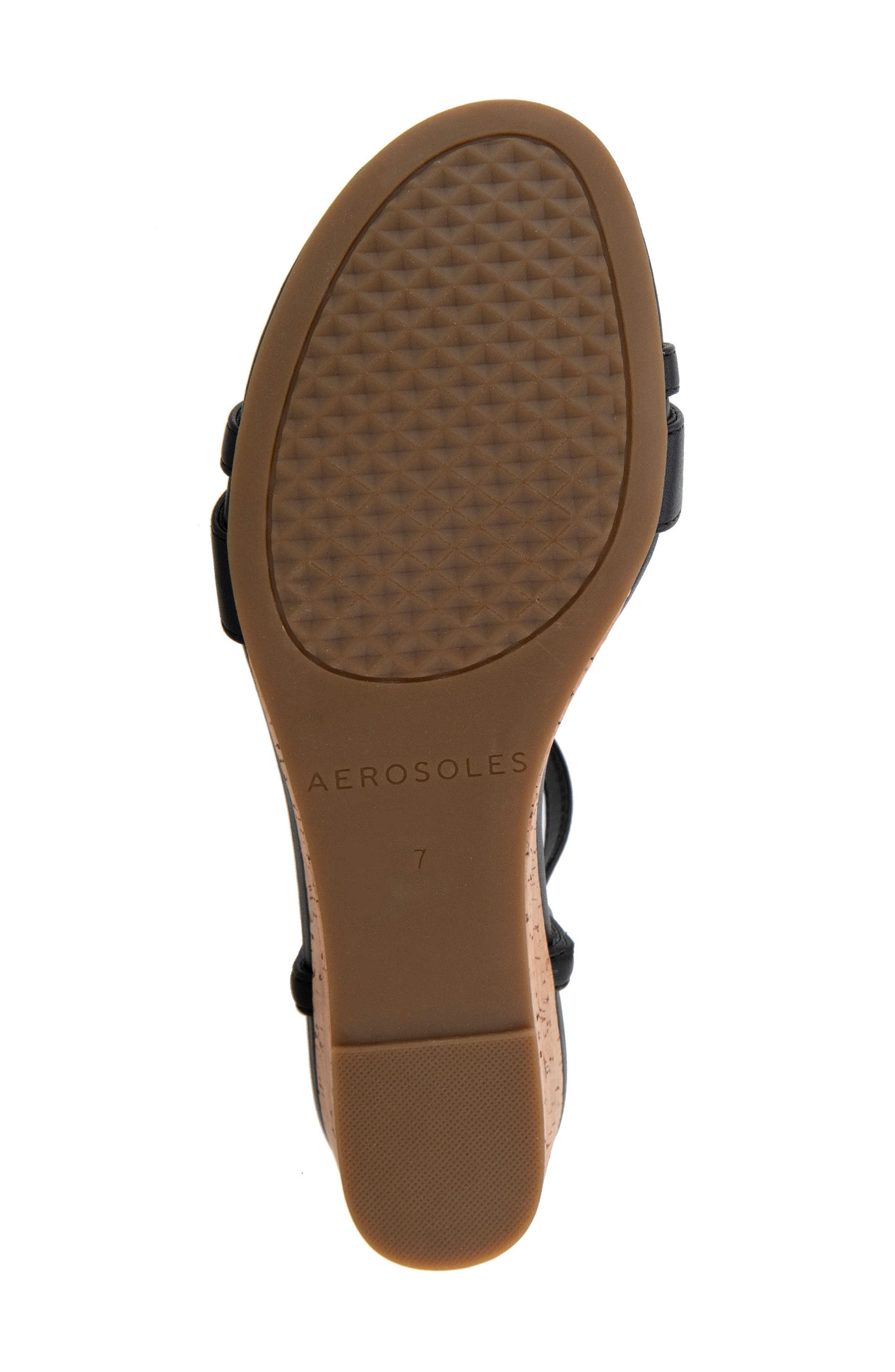 Aerosoles Witt Wedge Sandal, Alternate, color, Black Faux Leather/ Cork