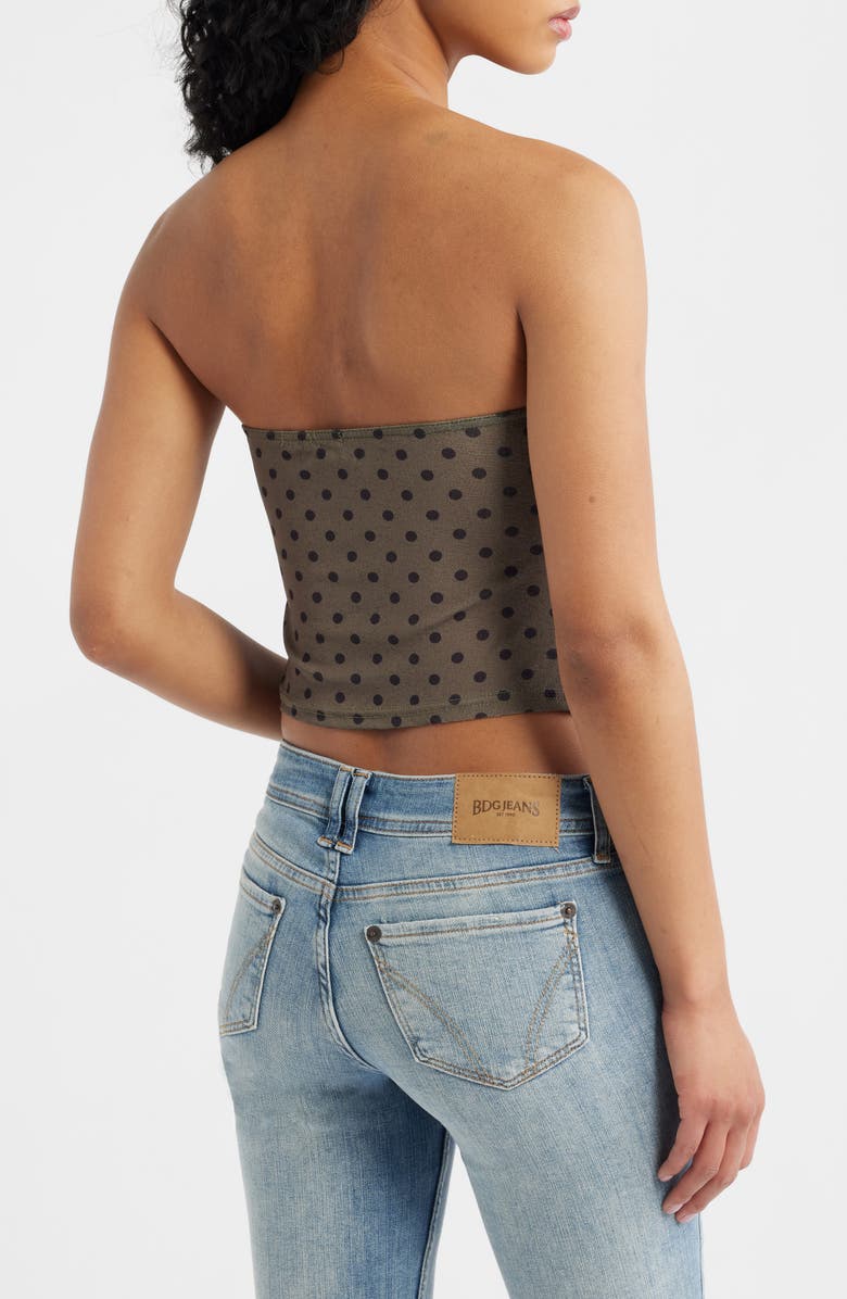 BDG Urban Outfitters Polka Dot Double Ruched Bandeau Top, Alternate, color, Green Polka Dot