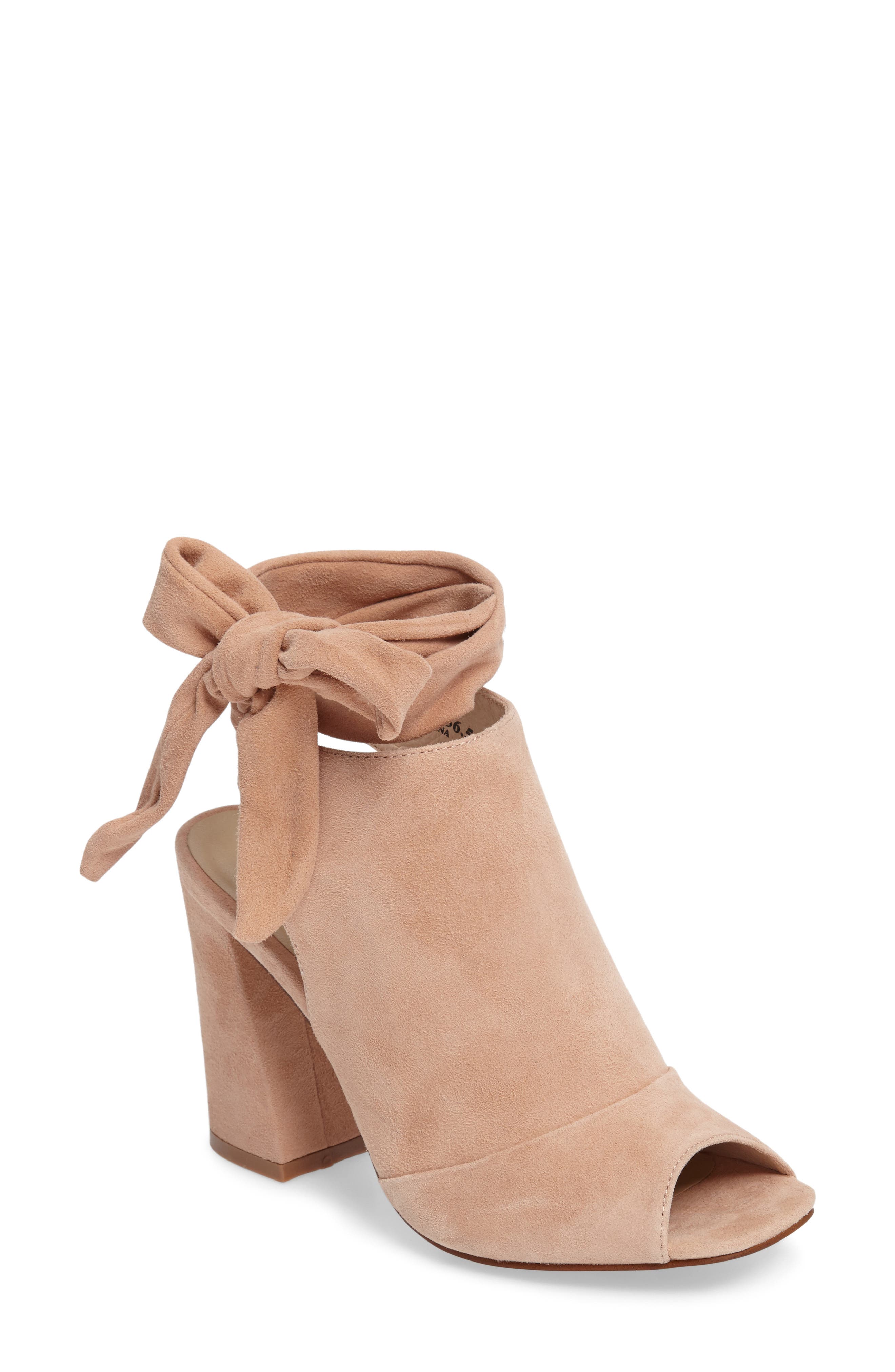 Leeds Peep Toe Bootie, Main, color, SAND SUEDE