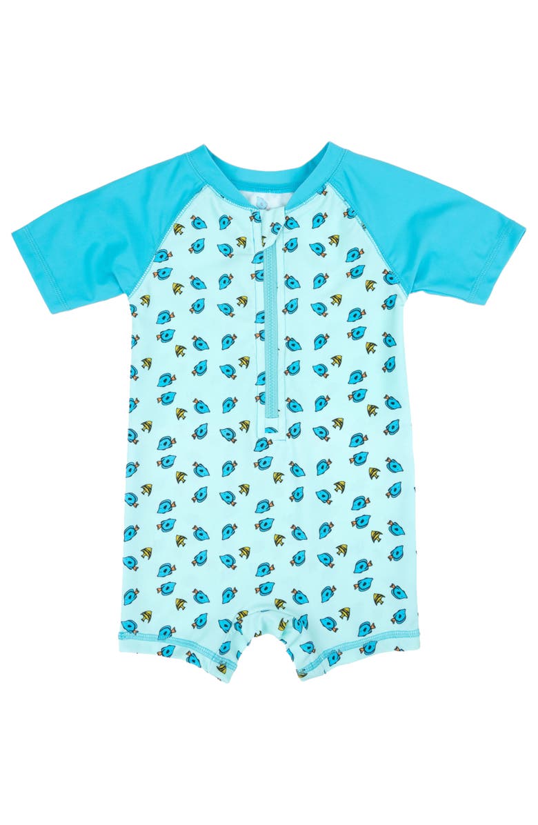 Leveret Baby One-Piece Rashguard, UPF 50+ Sun Protection Swimwear, Main, color, Fish
