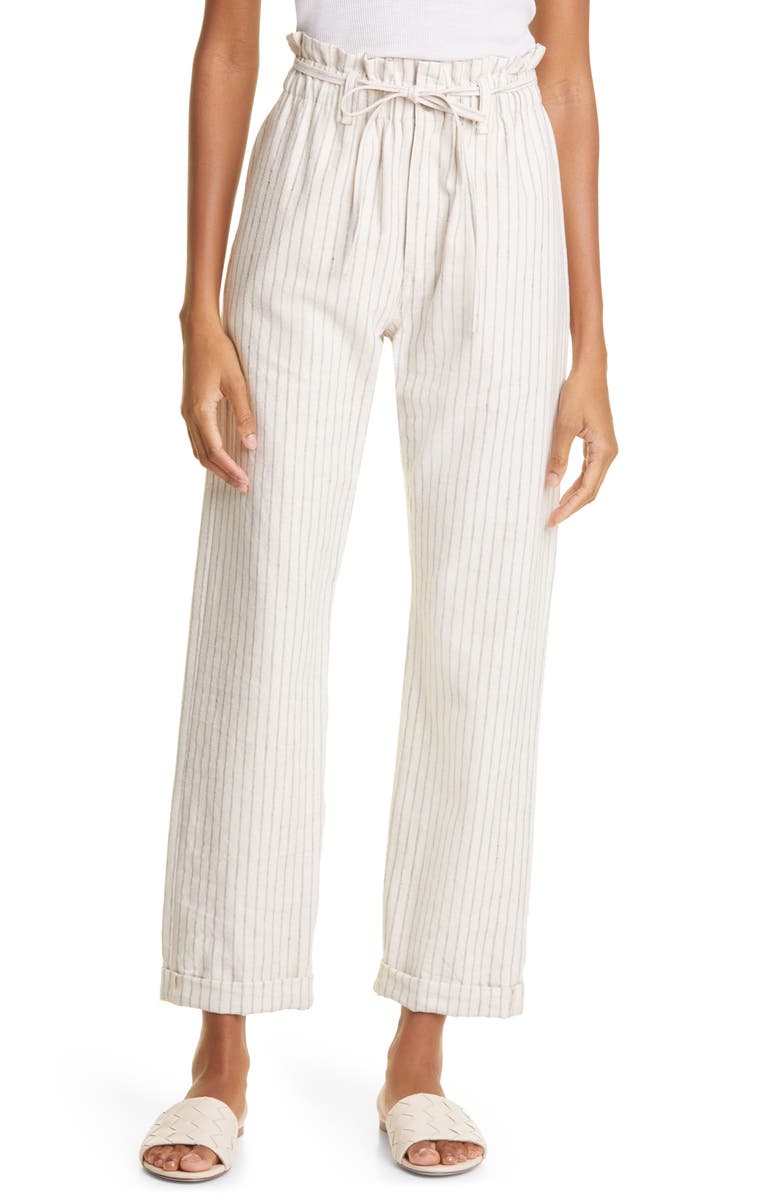 rag & bone Paperbag Waist Stripe Cotton Blend Pants, Main, color,