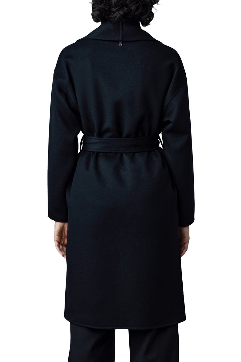 Thalia Double Face Tie Waist Wool Coat, Alternate, color, BLACK