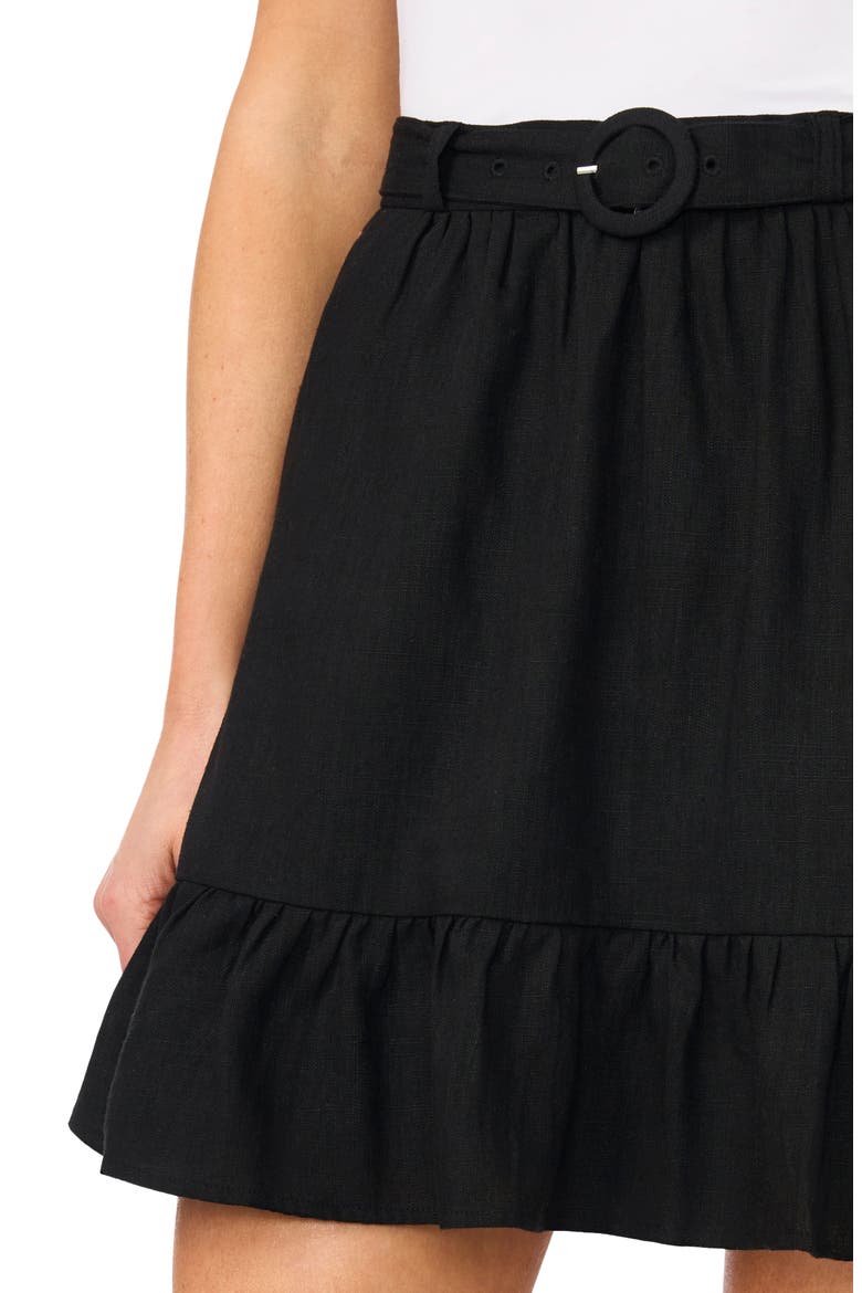 Belted Ruffle Minidress, Alternate, color, RICH BLACK