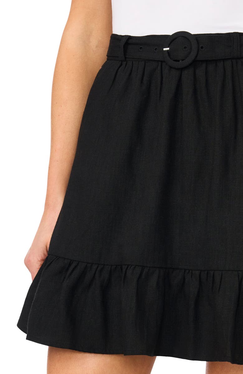 CeCe Belted Ruffle Minidress, Alternate, color, Rich Black