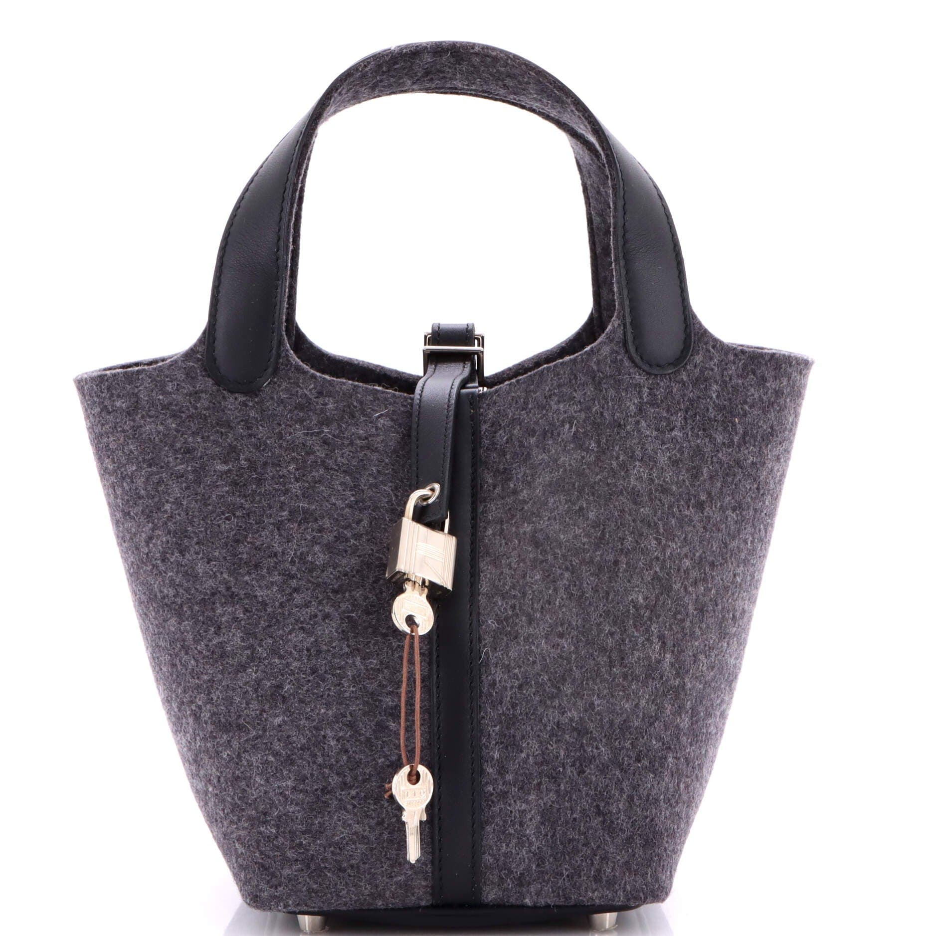 Picotin Lock Bag Felt with Leather PM, Main, color, Grey