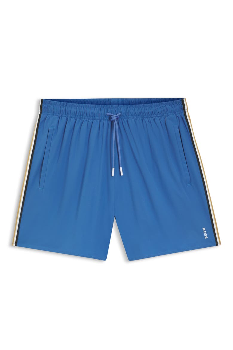 Iconic Side Stripe Swim Trunks, Alternate, color, BRIGHT BLUE