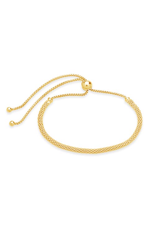 14K Yellow Gold Vermeil Mesh Slider Bracelet