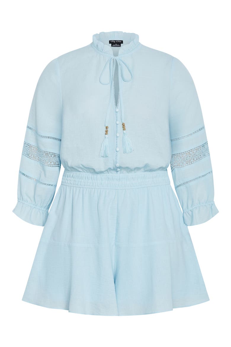 Long Sleeve Woven Romper, Alternate, color, ICE BLUE