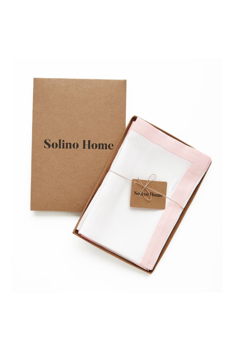 Linen Dinner Napkins Set of 4, 20 x 20" - Classic, Alternate, color, Blush Pink and White