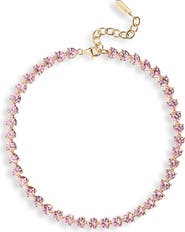 JUDITH LEIBER COUTURE Small Cubic Zirconia Heart Tennis Necklace