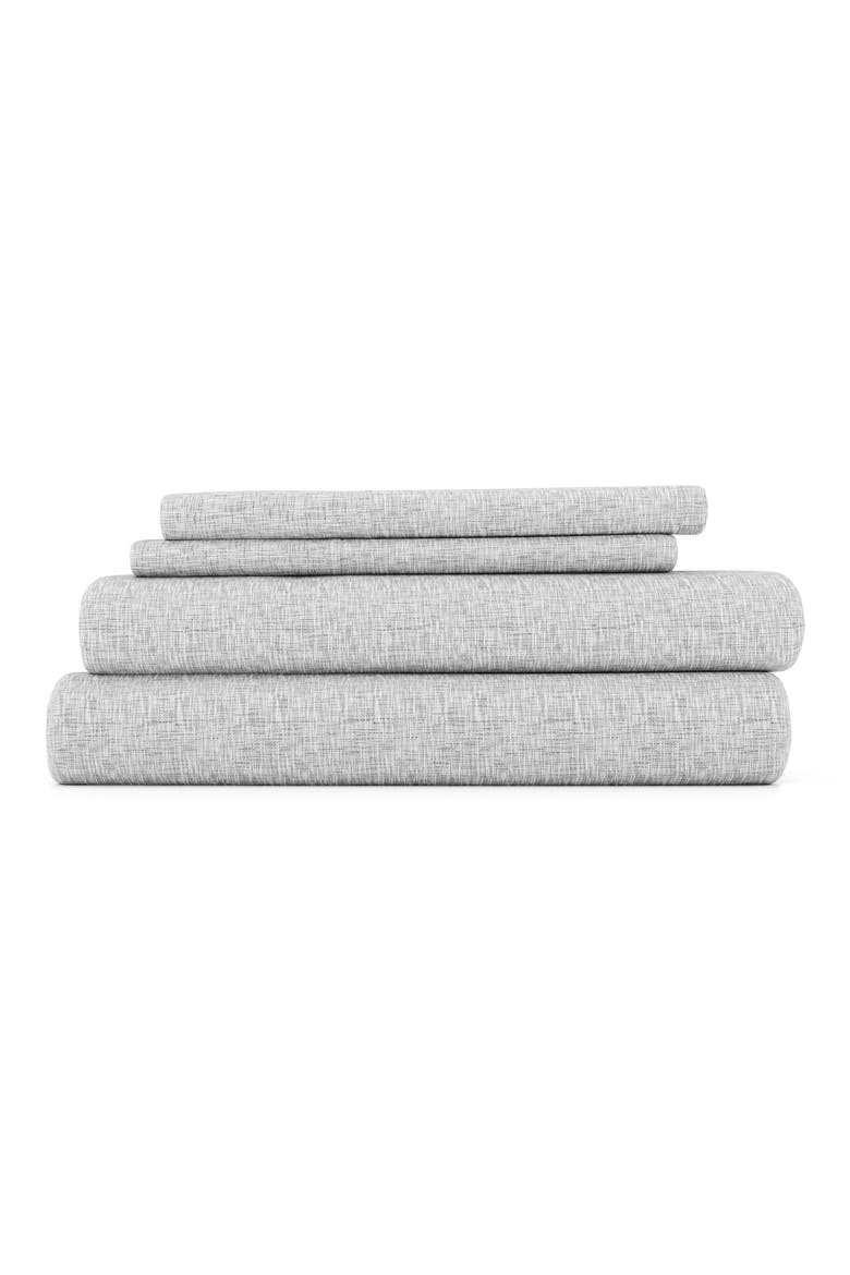 HOME SPUN Premium Ultra Soft Chambray Style Pattern 4-Piece Bed Sheets Set, Main, color, LIGHT GRAY