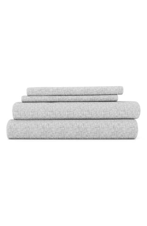 HOME SPUN Premium Ultra Soft Chambray Style Pattern 4-Piece Bed Sheets Set