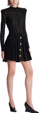 Balmain Short pleated skirt in plaid knit