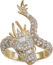 FZN 14K Gold Plate Sterling Silver CZ Dragon Ring